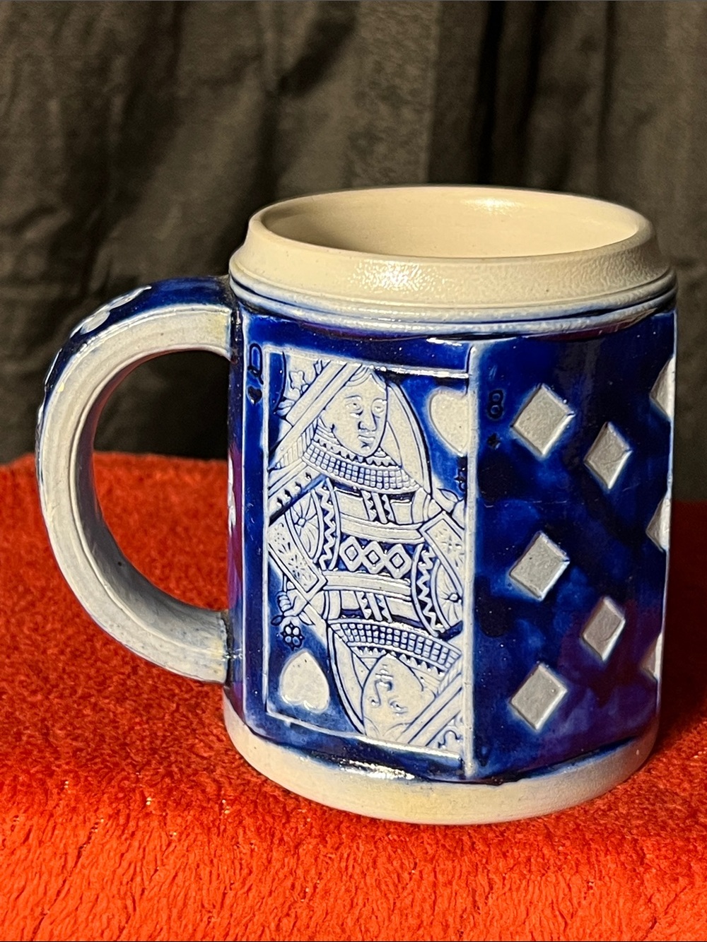Gerzit Blue Ceramic Playing Card King Mug - Stoneware Coffee Cup Germany
